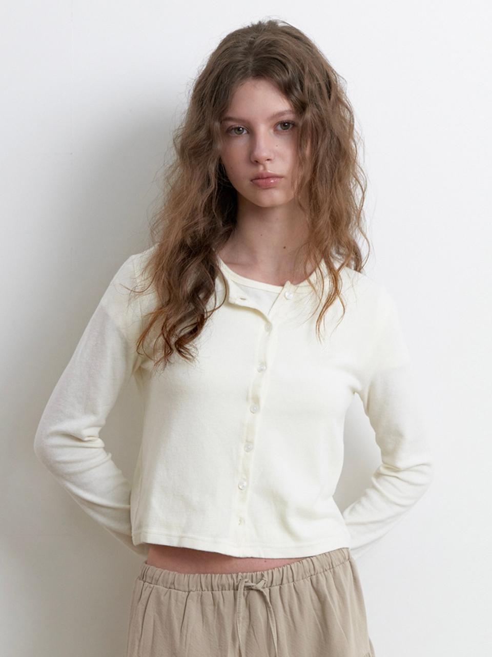 KINDABABY logo round cardigan set - Light Beige