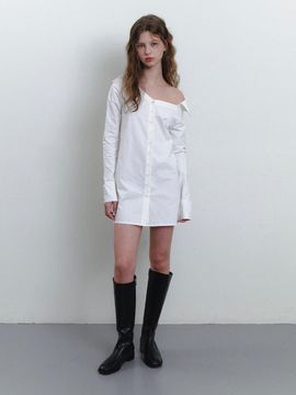 KINDABABY one off - shoulder shirts dress - white