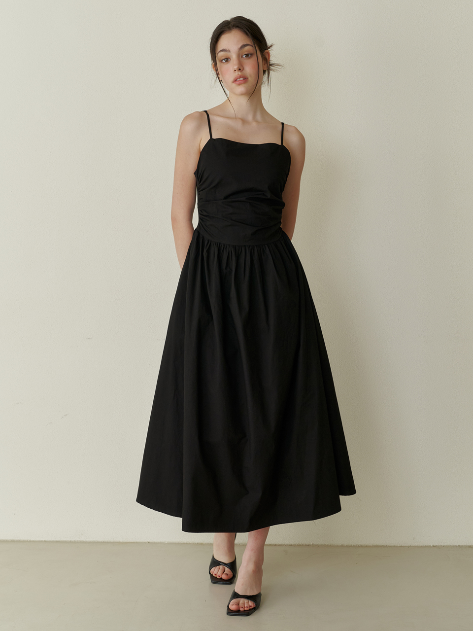 KINDABABY Pure Semi Shirring Long Dress_Black