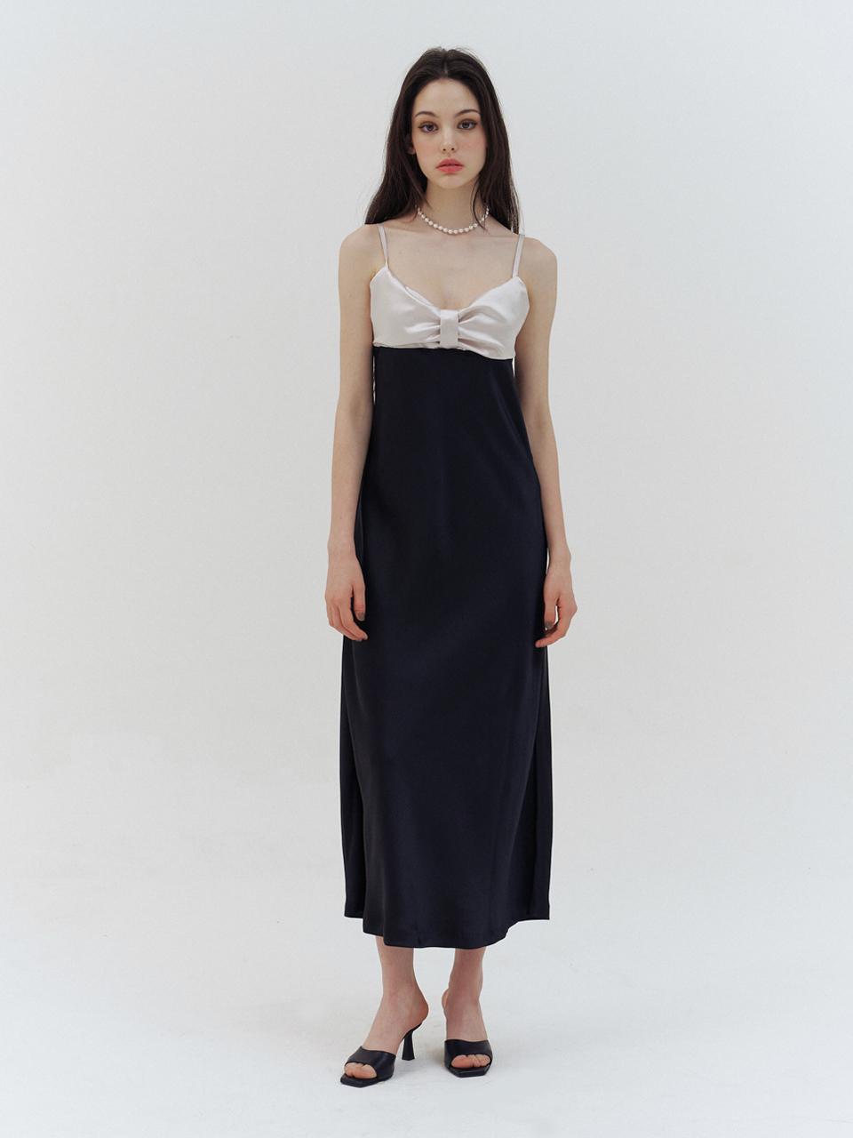 KINDABABY ribbon satin slip dress