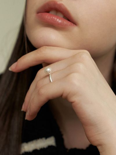 KINDABABY Simple swarovski pearl silver ring (2size)