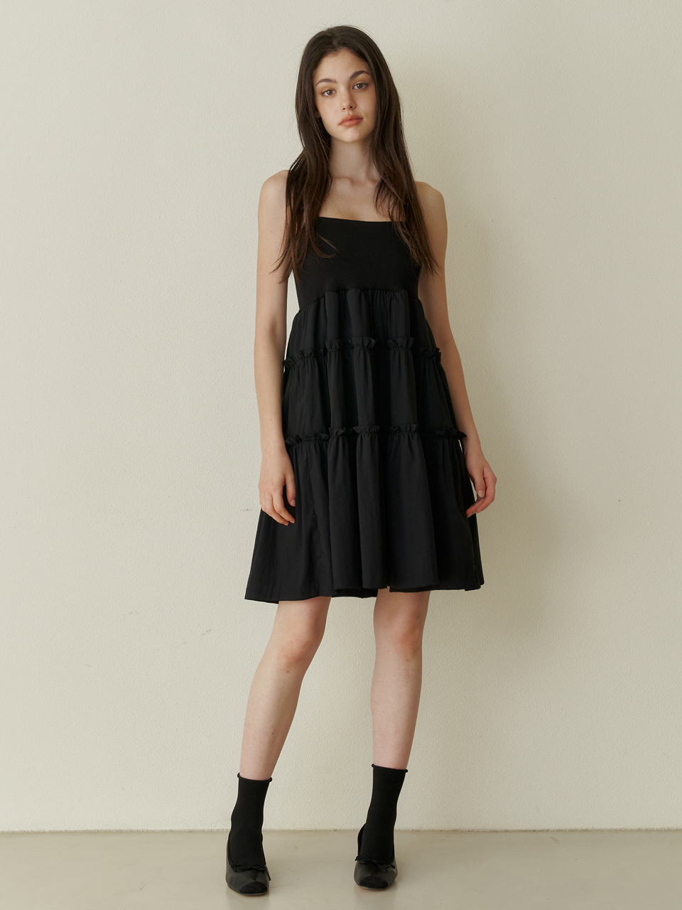 KINDABABY Sleeveless Shirred Mini Dress - Black