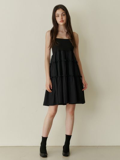 KINDABABY Sleeveless Shirred Mini Dress - Black