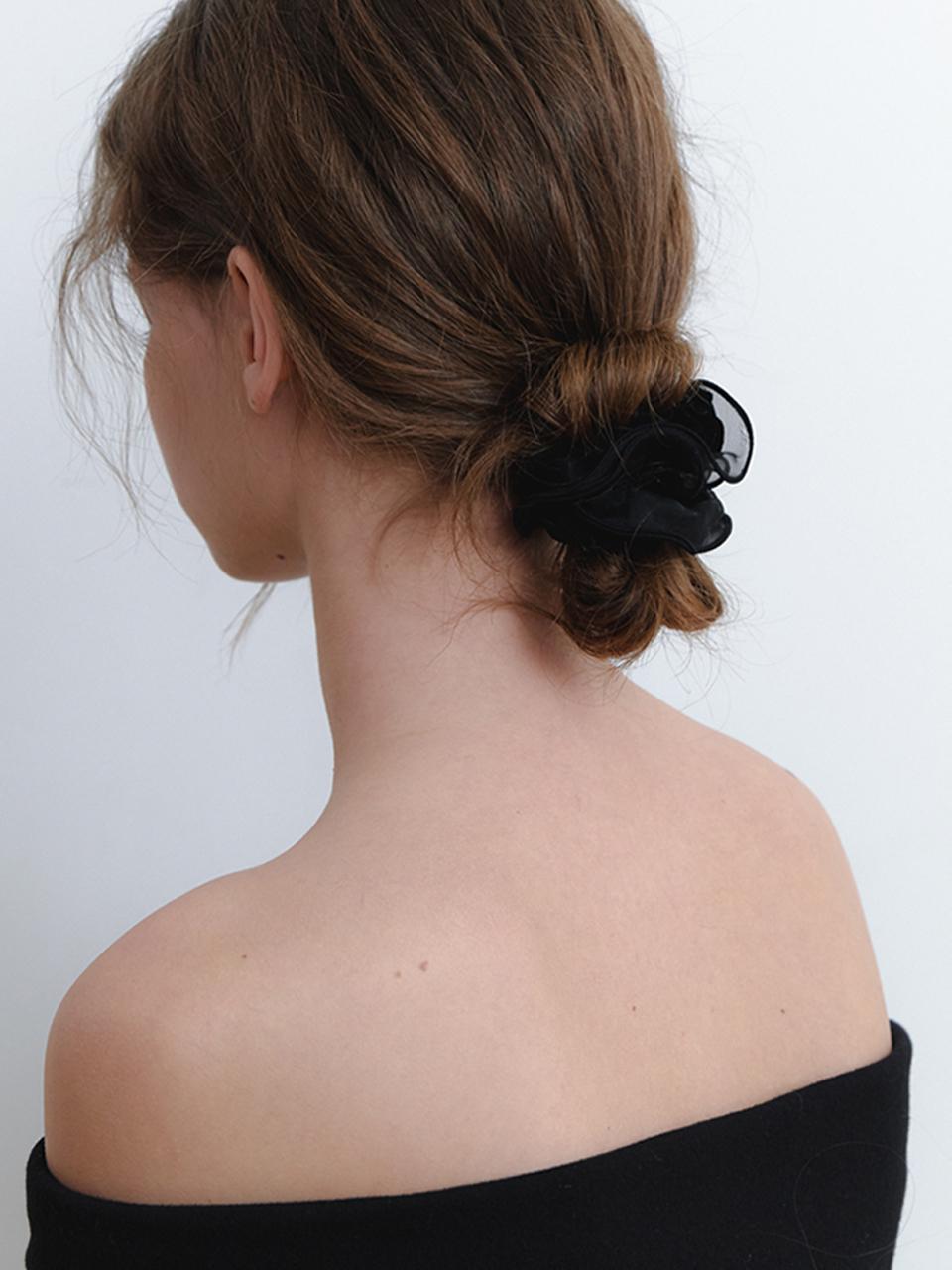 KINDABABY velvet romatic mesh lace scrunch - black