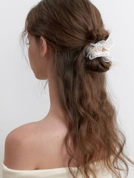 KINDABABY velvet romatic mesh lace scrunch - white