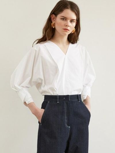 KINDERSALMON Coccon Sleeve Blouse White