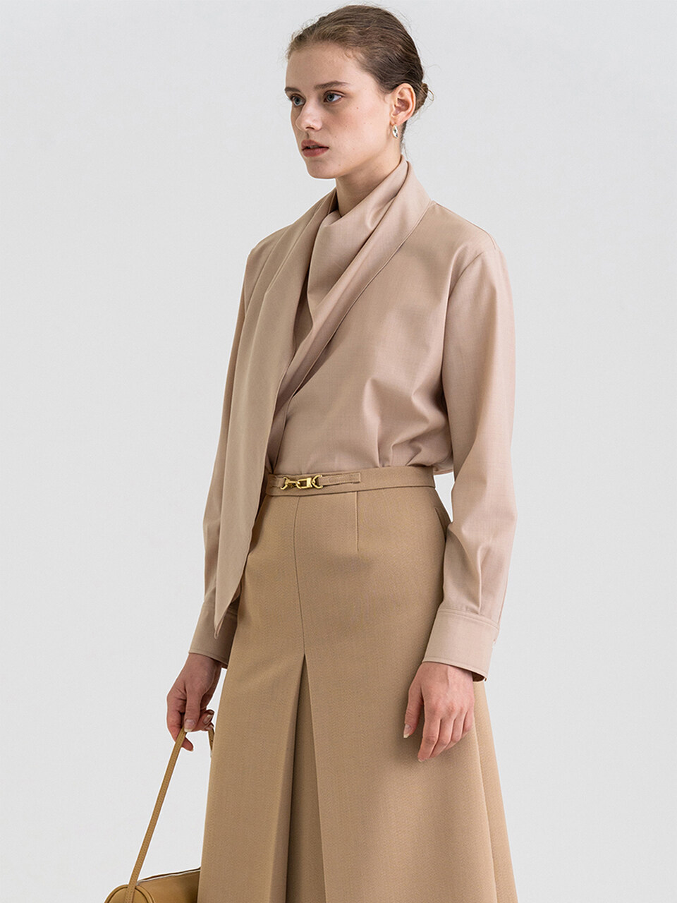 KINDERSALMON Draped Scarf Blouse_Cinnamon