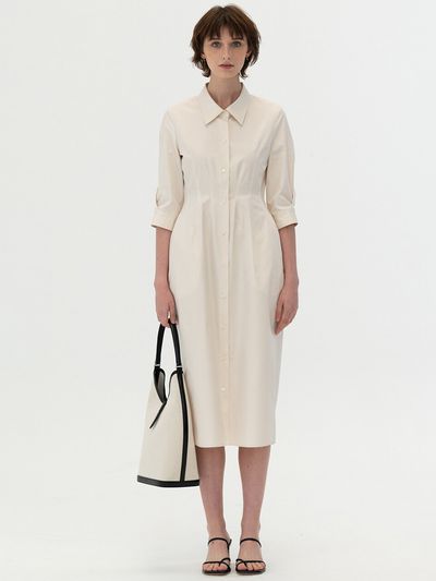 KINDERSALMON [Essential] Original Silhouette Shirt Dress_Cream