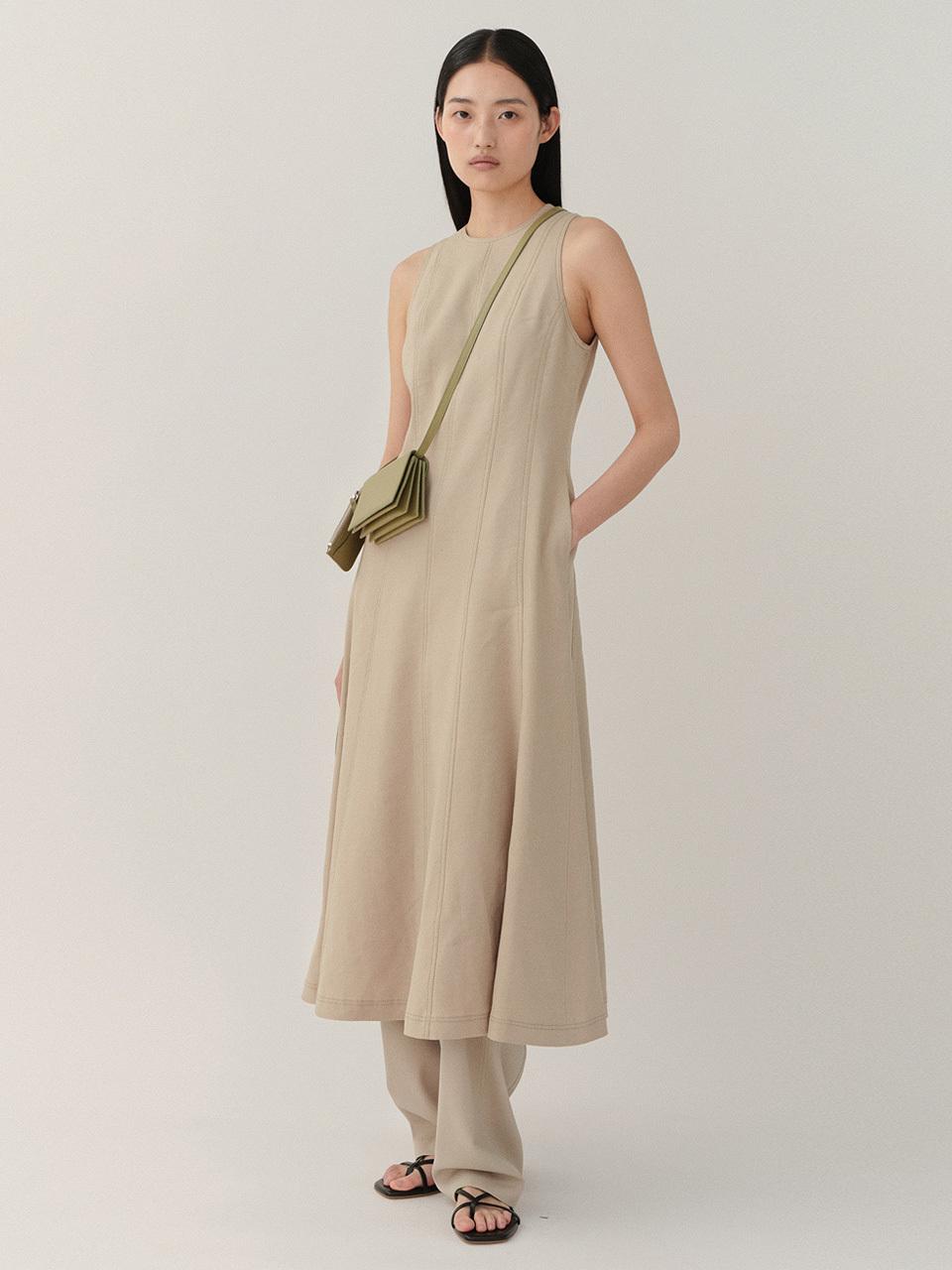 KINDERSALMON Linen Sleeveless Dress Ash-Khaki