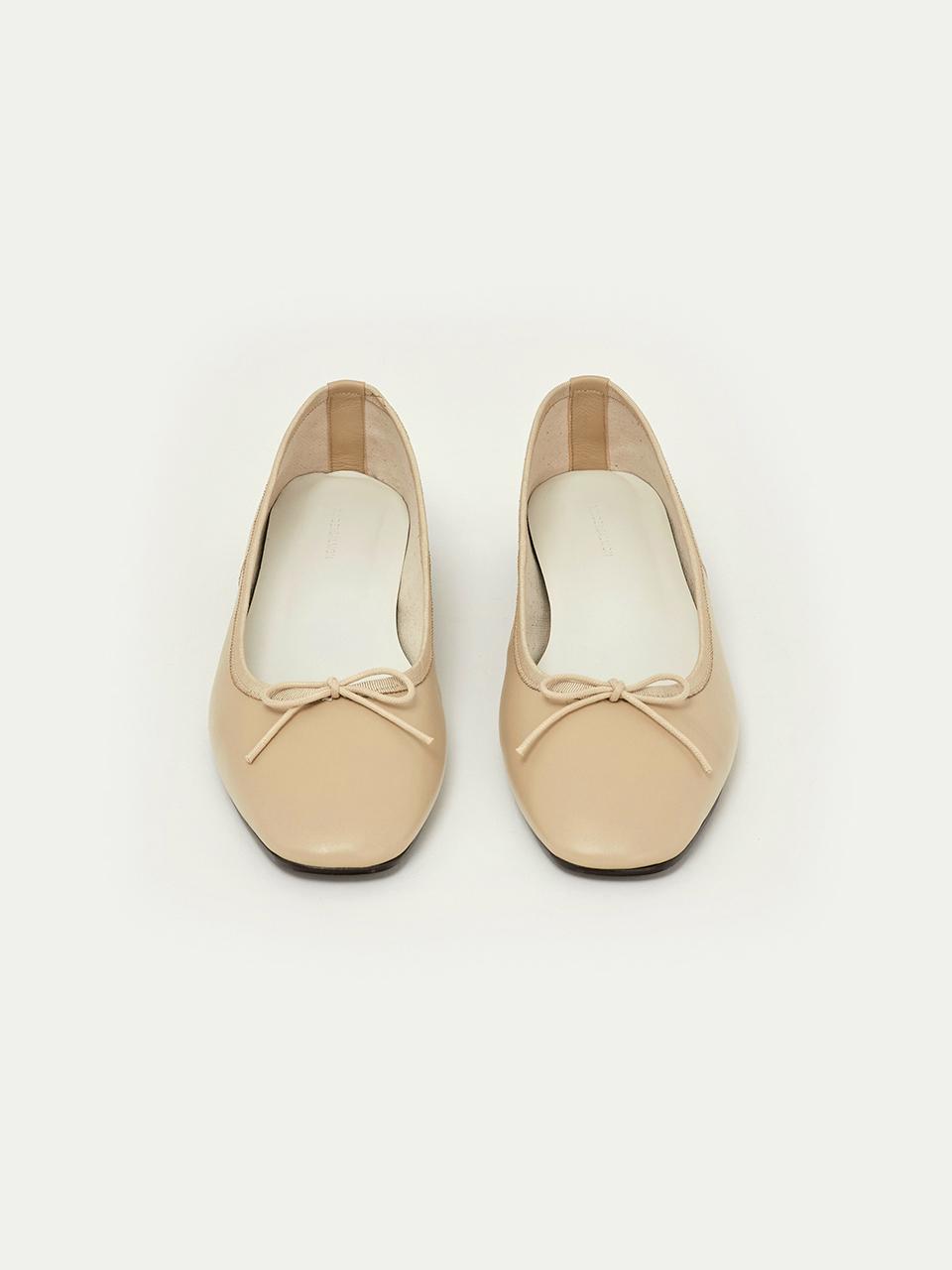 KINDERSALMON Marais Ribbon Leather Flat_Beige