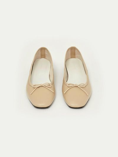 KINDERSALMON Marais Ribbon Leather Flat_Beige