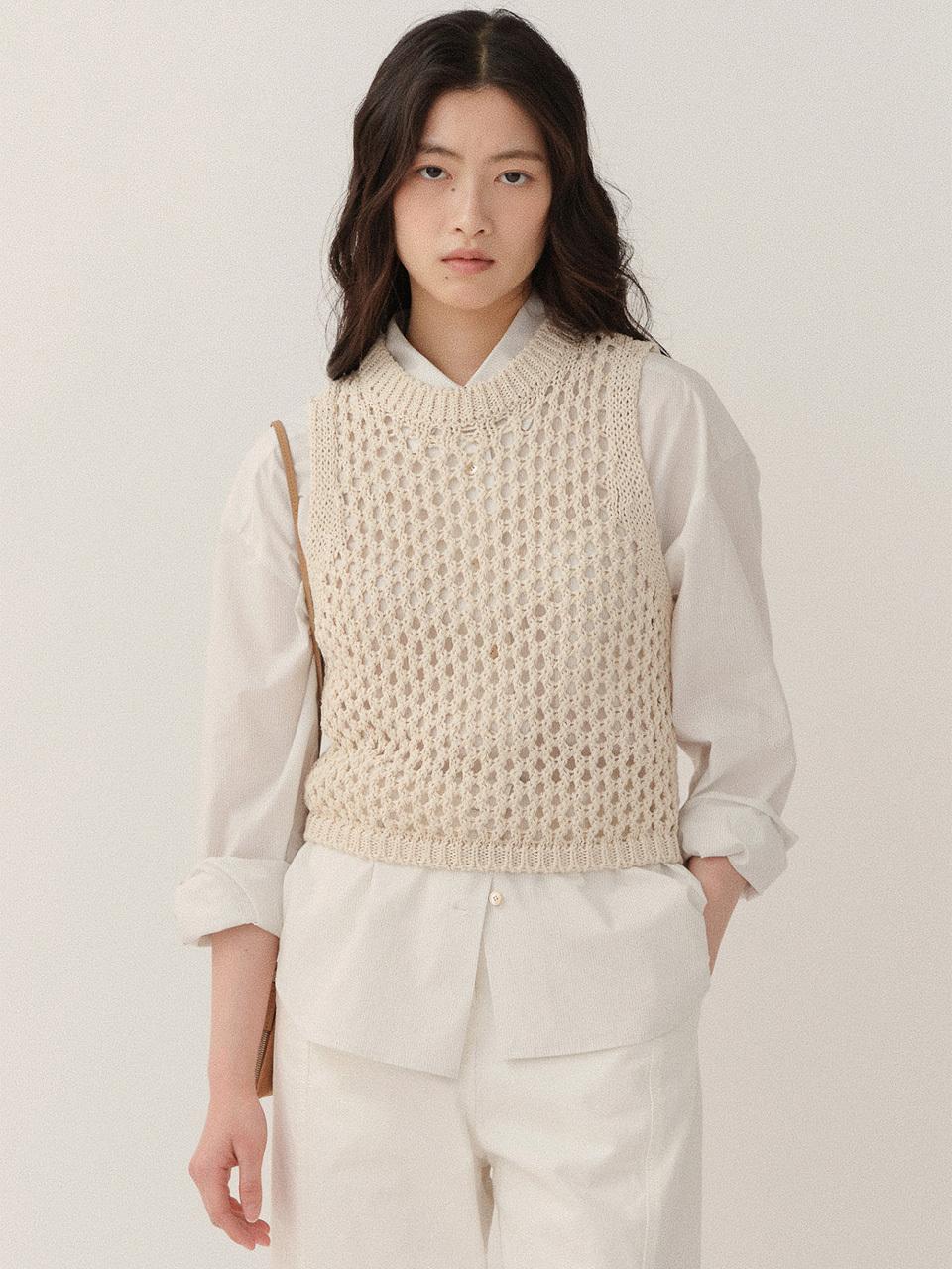 KINDERSALMON Organic Knitted Vest Ecru