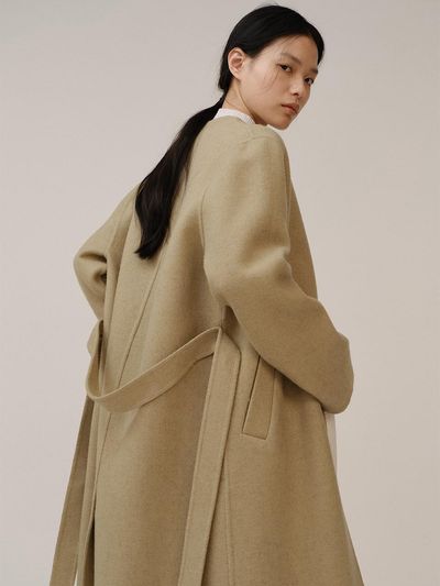 KINDERSALMON PF24 Callarless Handmade Coat Olive