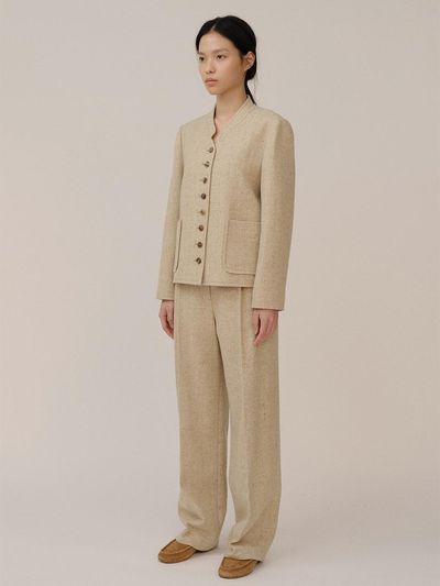 KINDERSALMON PF24 Camis Wool Silk Trouser Greige