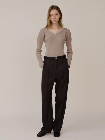 KINDERSALMON PF24 Henrik Wool Trouser Bark