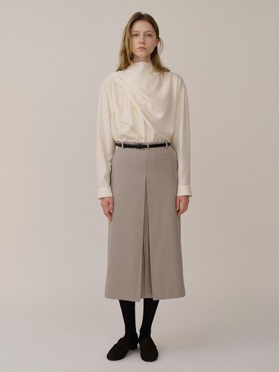 KINDERSALMON PF24 Isaac Wool Skirt Raw Stone