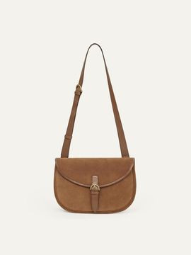 KINDERSALMON PF24 Margo Suede Crossbody Bag Caramel