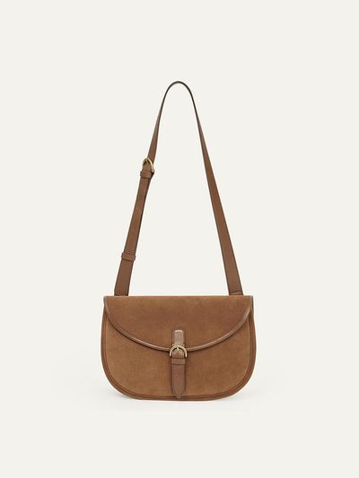 KINDERSALMON PF24 Margo Suede Crossbody Bag Caramel