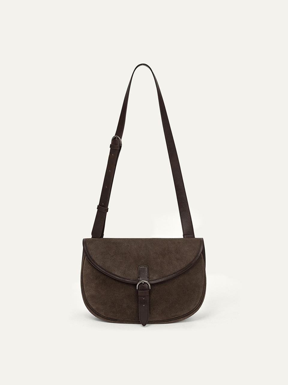 KINDERSALMON PF24 Margo Suede Crossbody Bag Charcoal - Brown