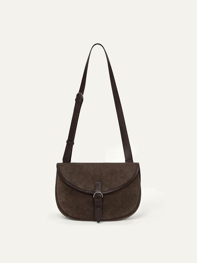 KINDERSALMON PF24 Margo Suede Crossbody Bag Charcoal - Brown