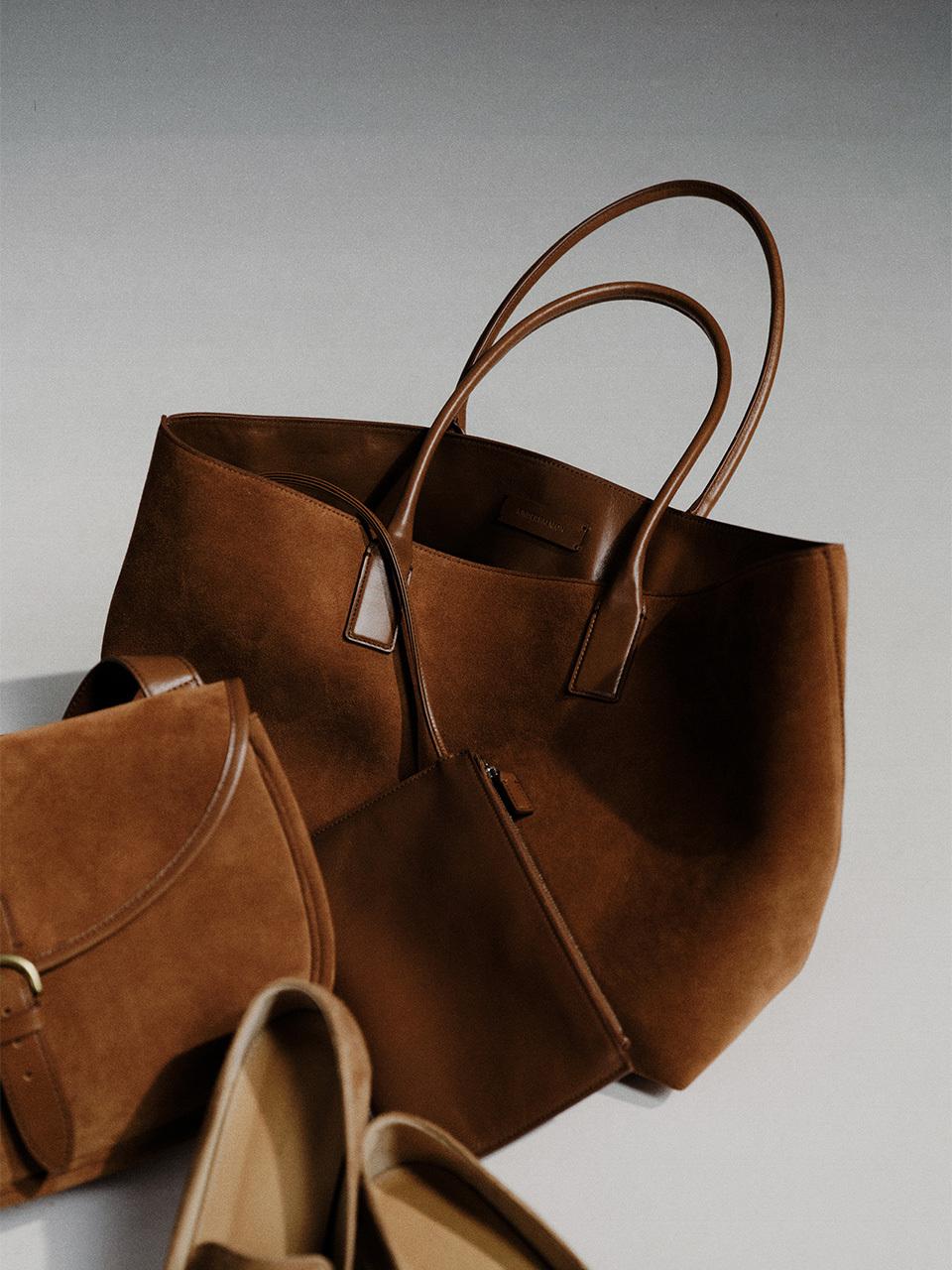 KINDERSALMON PF24 Margo Suede Tote Bag Caramel