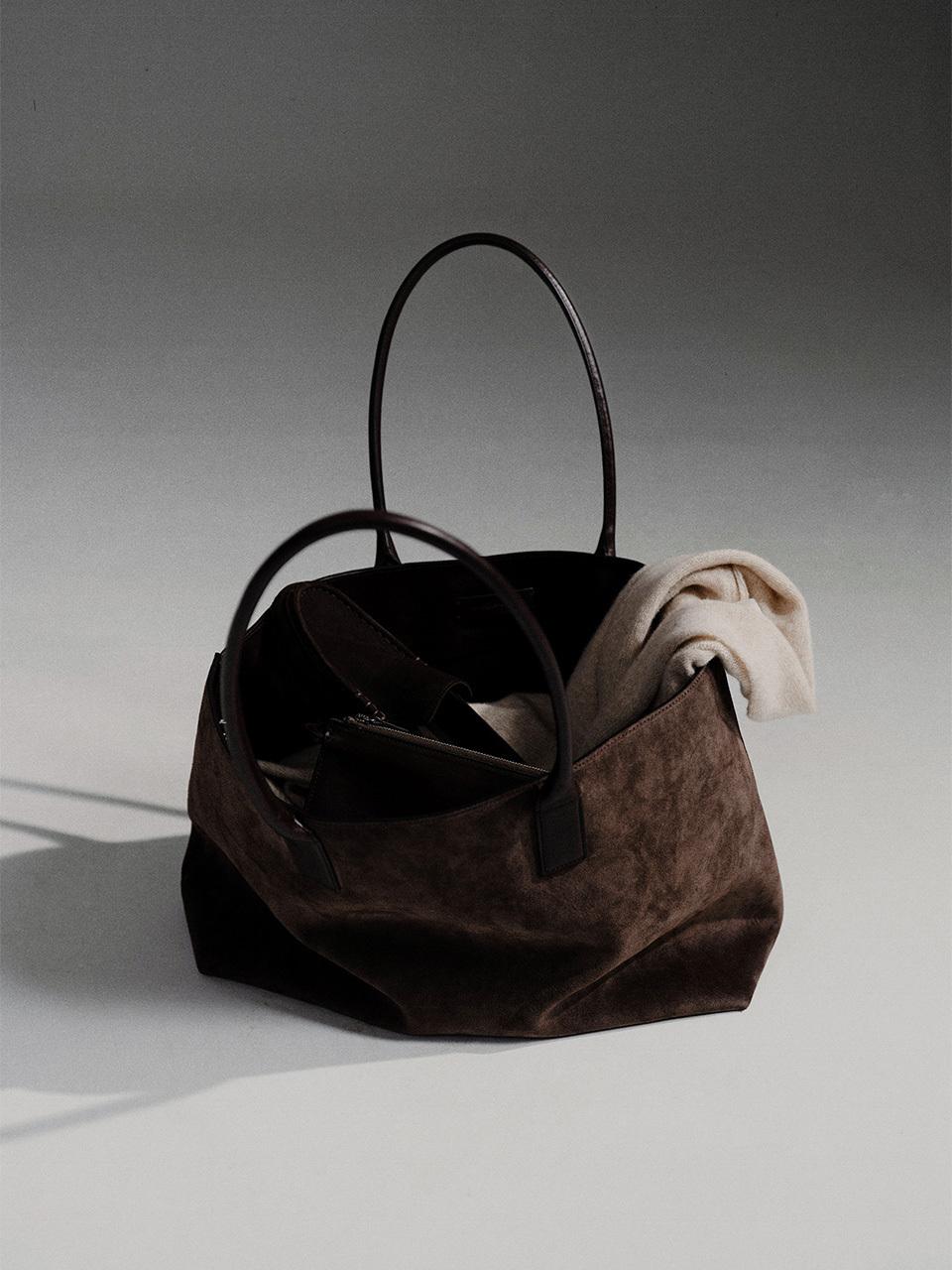KINDERSALMON PF24 Margo Suede Tote Bag Charcoal - Brown