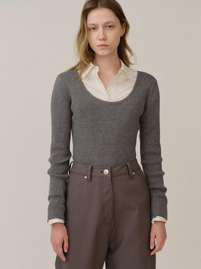 KINDERSALMON PF24 Round Sweater Melange Gray