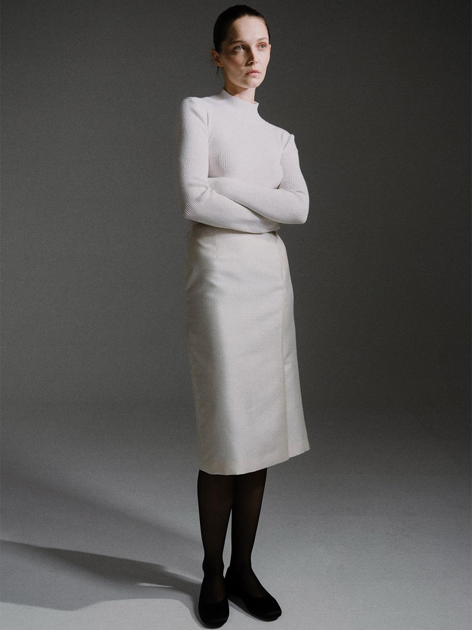 KINDERSALMON PF24 Wool Silk Skirt Cream