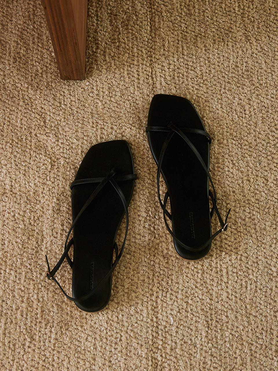 KINDERSALMON RS24 Tula Slingback Leather Sandals Black