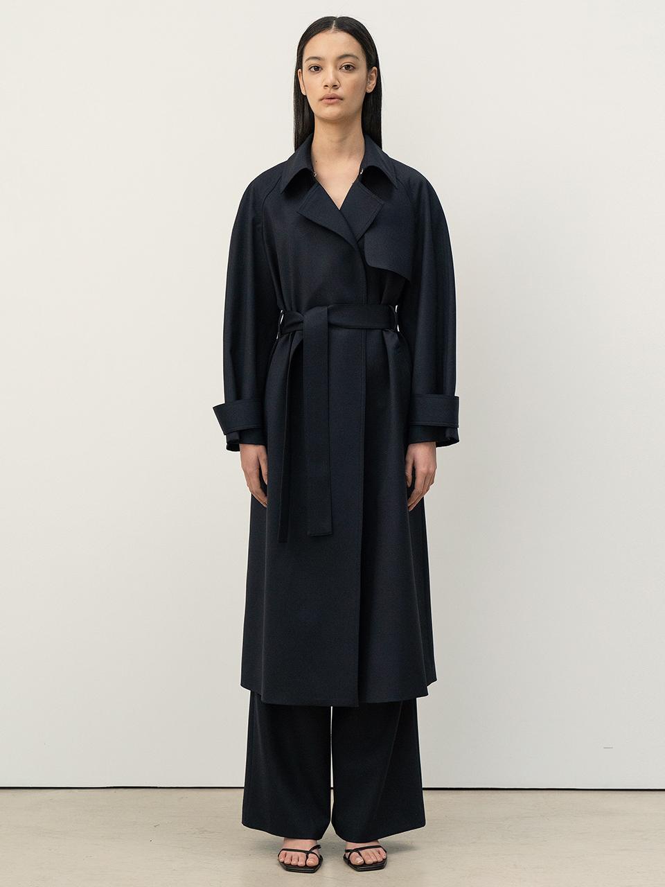 KINDERSALMON Simple Trench Coat_Navy