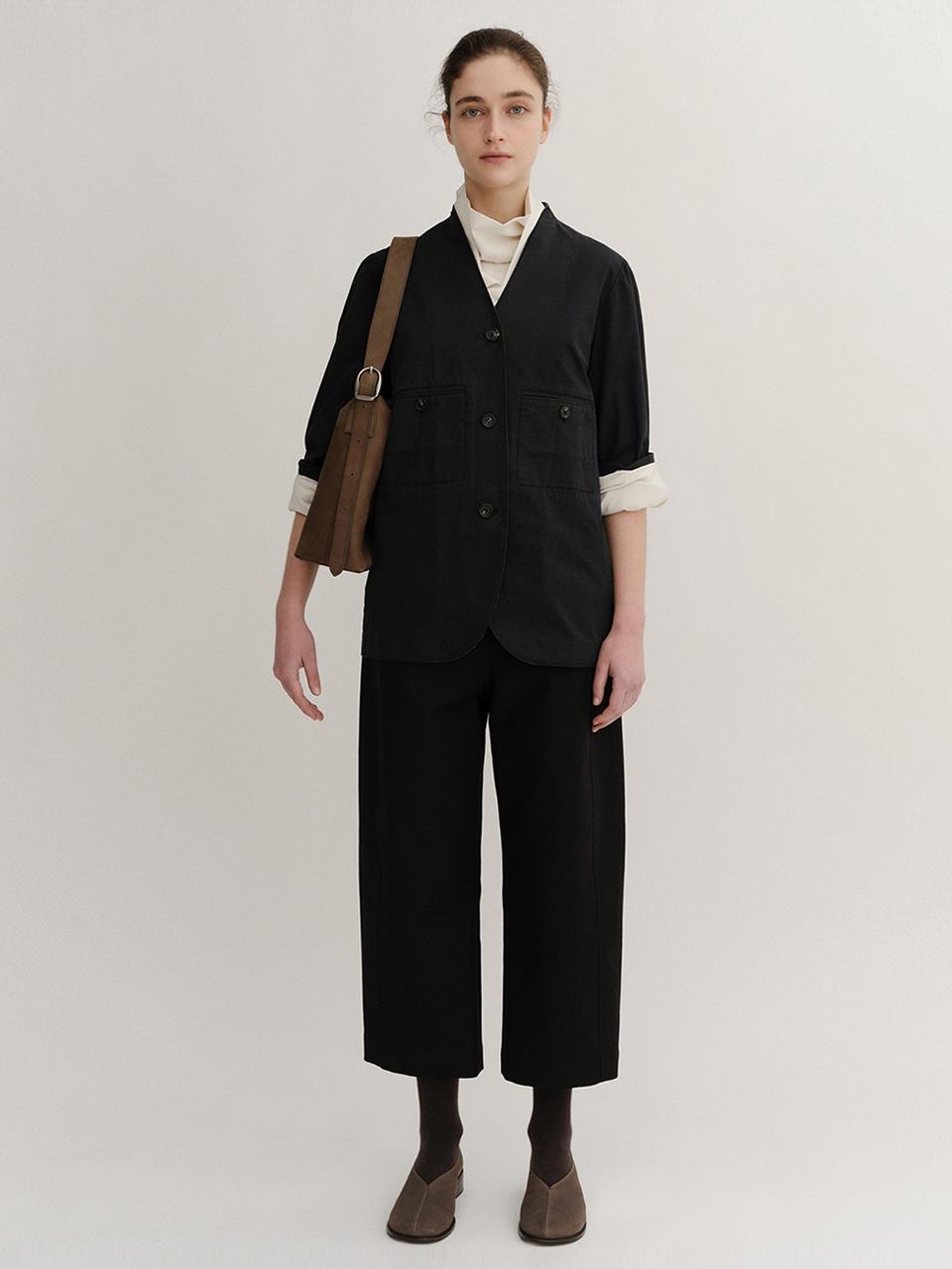 KINDERSALMON Stitched Barrel Trouser_Black