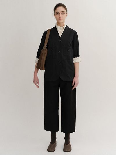 KINDERSALMON Stitched Barrel Trouser_Black
