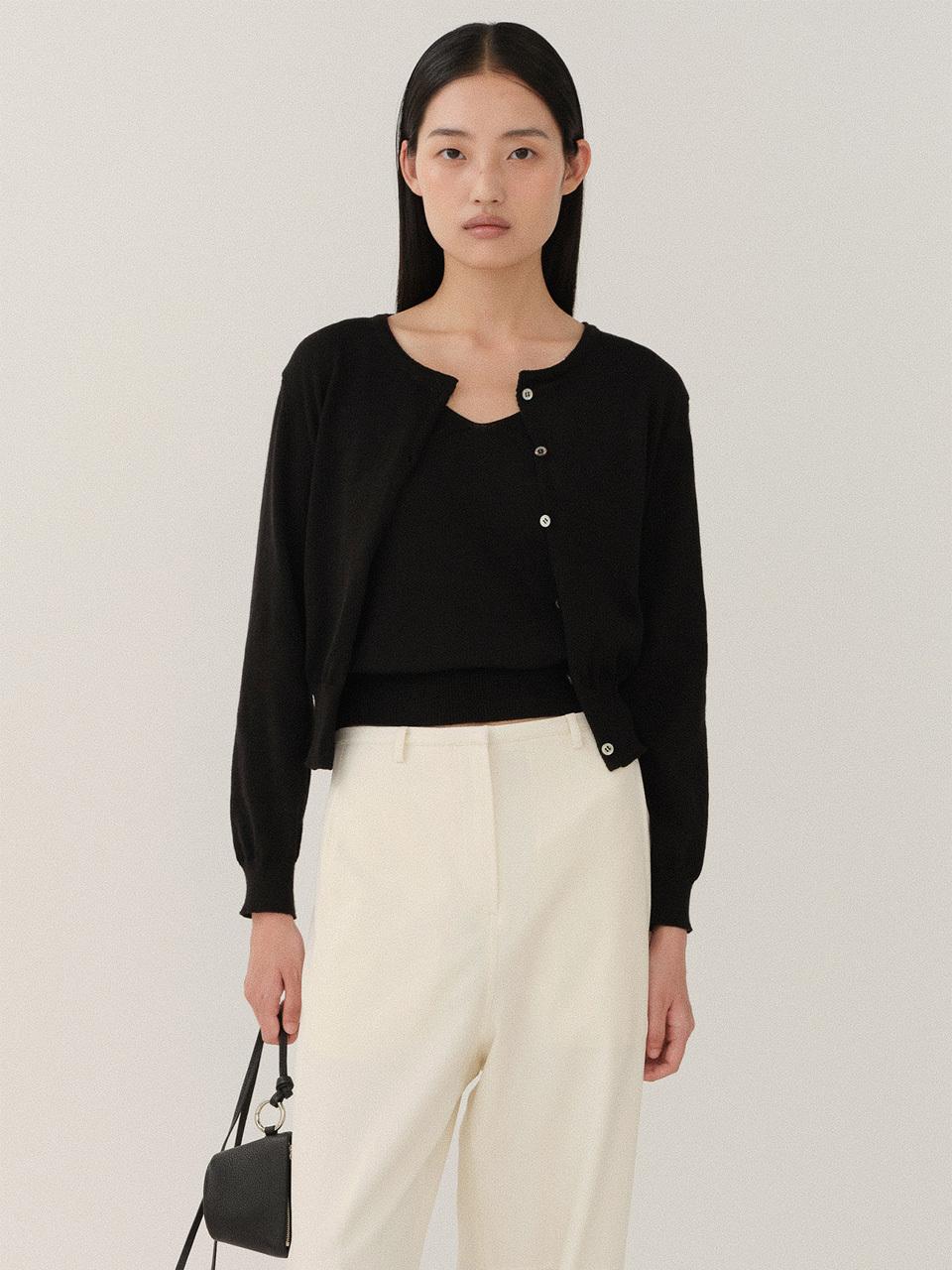 KINDERSALMON Tendu Sleeveless Cardigan Set Black