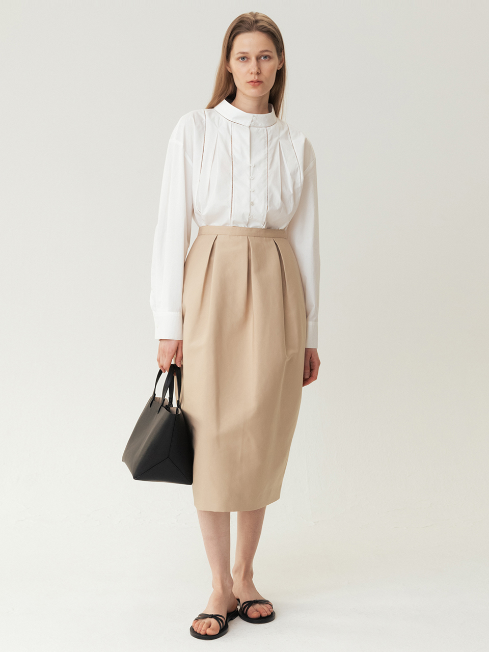 KINDERSALMON Voluminous Midi Skirt- Beige