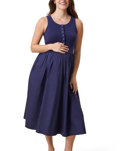 Kindred Bravely Kindred Bravely Charlotte Mixed Media Maternity & Nursing Midi Dress