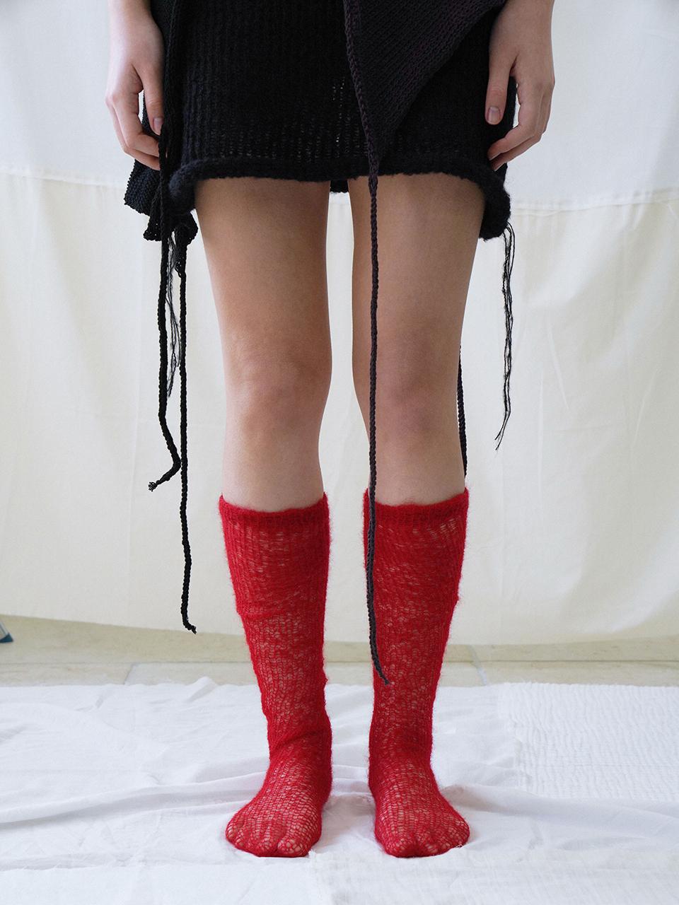 Kindred mohair socks in red