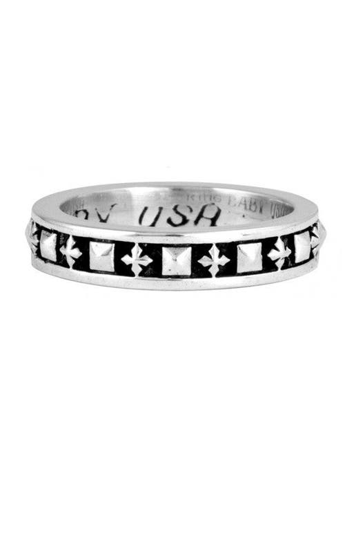King Baby Studio King Baby Studio Stackable Studded Ring with MB Crosses