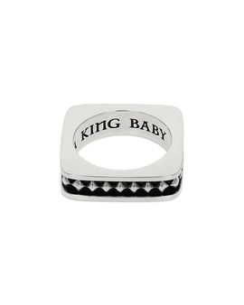 King Baby Studio King Baby Studio Sterling Silver High Roller Club Diamond Suit Square Stack Ring