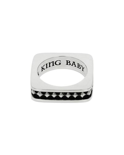 King Baby Studio King Baby Studio Sterling Silver High Roller Club Diamond Suit Square Stack Ring