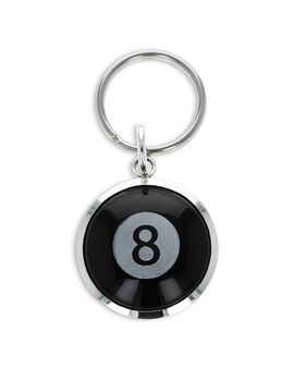 King Baby Studio King Baby Studio Sterling Silver High Roller Club Etched Onyx Eight Ball Key Chain