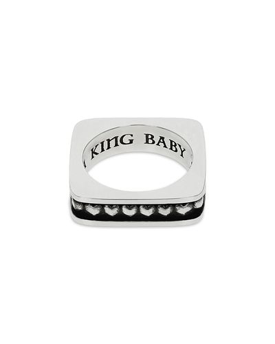 King Baby Studio King Baby Studio Sterling Silver High Roller Club Heart Suit Square Stack Ring