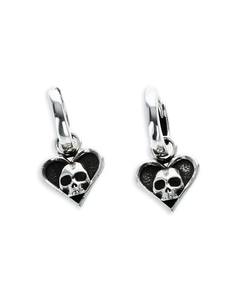King Baby Studio King Baby Studio Sterling Silver High Roller Club Micro Skull Heart Suit Drop Earrings