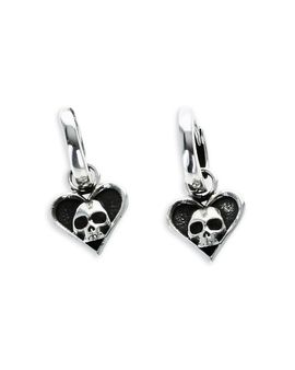 King Baby Studio King Baby Studio Sterling Silver High Roller Club Micro Skull Heart Suit Drop Earrings