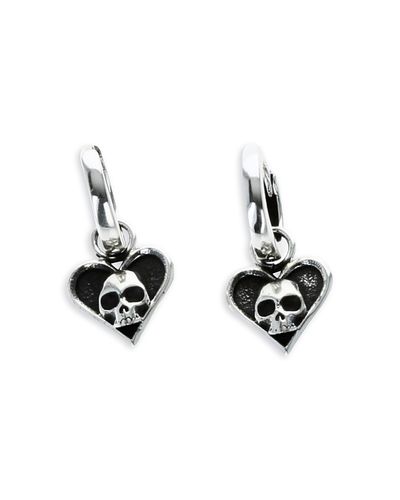 King Baby Studio King Baby Studio Sterling Silver High Roller Club Micro Skull Heart Suit Drop Earrings