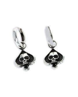 King Baby Studio King Baby Studio Sterling Silver High Roller Club Micro Skull Spade Suit Drop Earrings