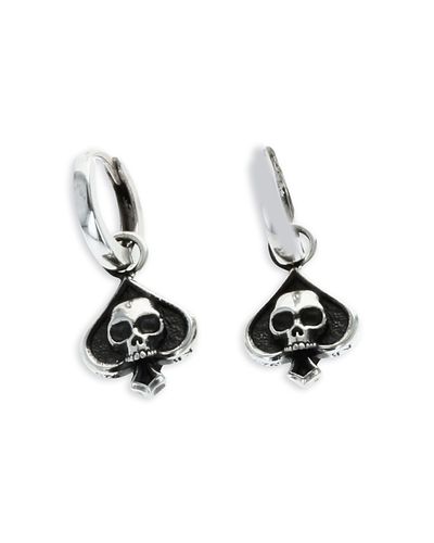 King Baby Studio King Baby Studio Sterling Silver High Roller Club Micro Skull Spade Suit Drop Earrings
