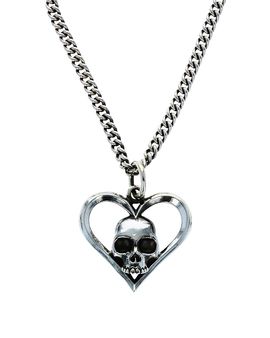 King Baby Studio King Baby Studio Sterling Silver High Roller Club Skull Cut Heart Suit Pendant Necklace, 24
