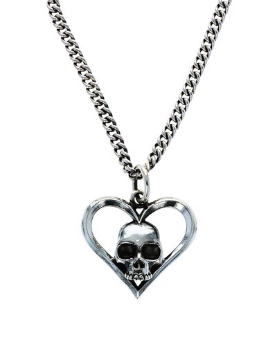King Baby Studio King Baby Studio Sterling Silver High Roller Club Skull Cut Heart Suit Pendant Necklace, 24