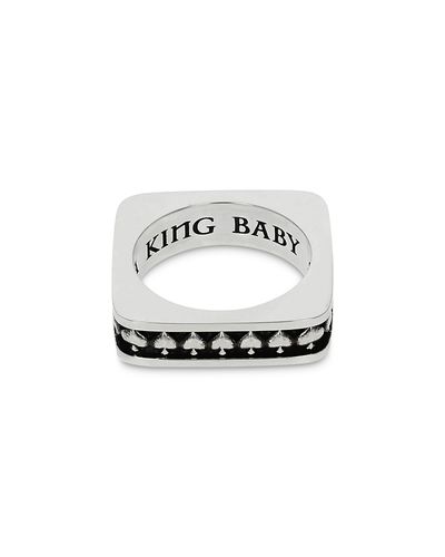 King Baby Studio King Baby Studio Sterling Silver High Roller Club Spade Suit Square Stack Ring