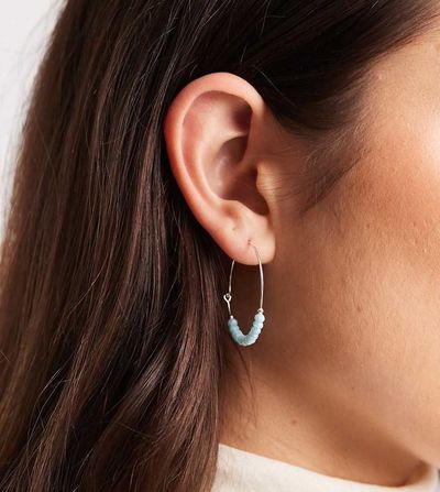 Kingsley Ryan Kingsley Ryan 30mm gem stone hoop earrings in turquoise blue